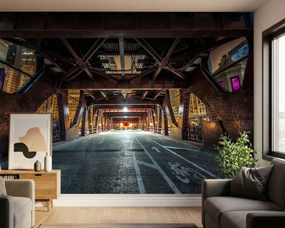 Staalbrug-look behang