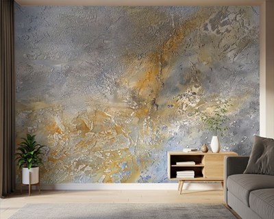 Goud- en zilverkleurig behang met pleisterlook