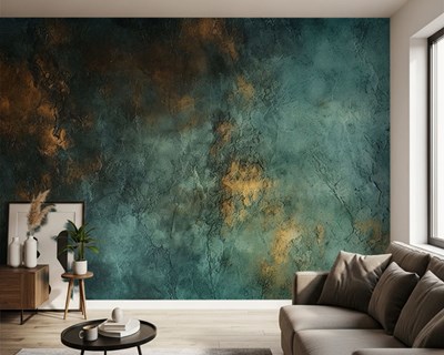 Turquoise koperkleurige vloerbehang