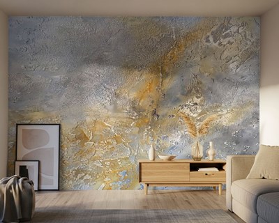 Goud- en zilverkleurig behang met pleisterlook