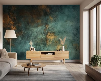 Turquoise koperkleurige vloerbehang