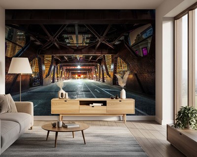 Staalbrug-look behang