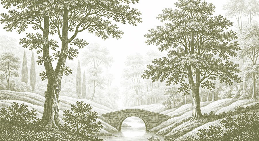 Natuurlandschap Tekening Behang