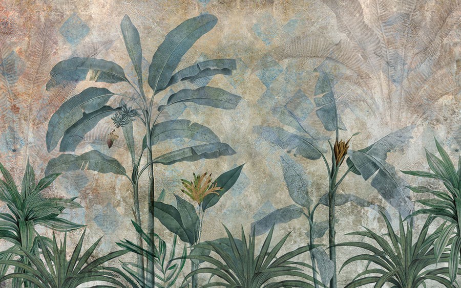 Vintage tropische planten behang