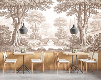 Vintage behang met natuurlandschap