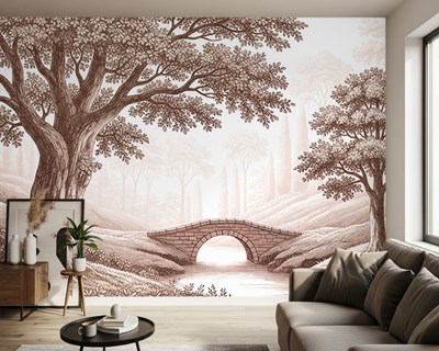 Verouderde bos-thema behang