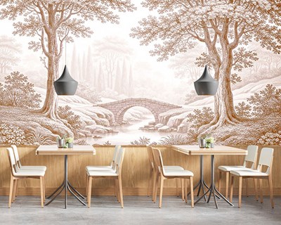 Vintage Bosstenen brug behang