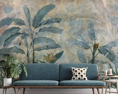 Vintage tropische planten behang