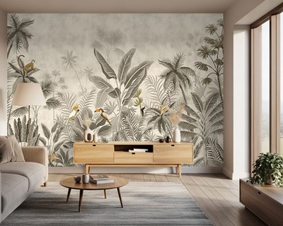 Vintage tropisch bos landschap behang