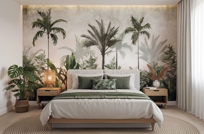 Artistieke tropische boswandbehang