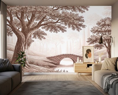 Verouderde bos-thema behang