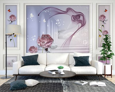 3D Kristallen Rozen Behang