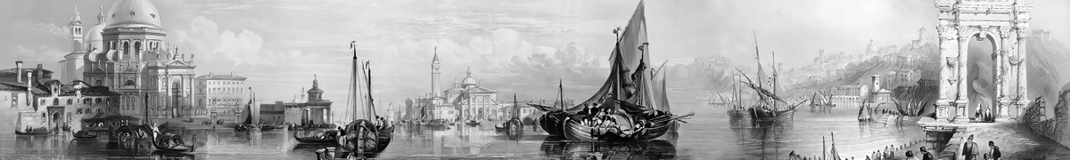 Panoramisch behang met architectuur van Venetië en Rome