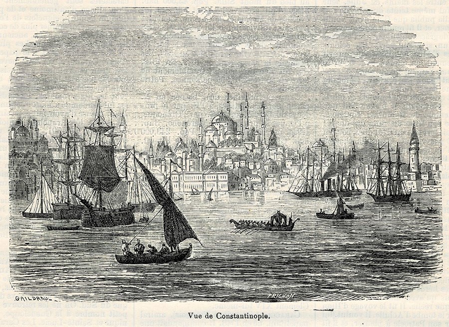 JULES GAİLDRAU 1855 DATUM ISTANBOEL GRAVURE BEHANG