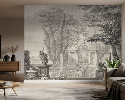Behang met uitzicht op een antieke tuin