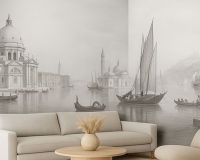 Panoramisch behang met architectuur van Venetië en Rome