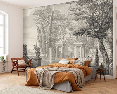 Behang met uitzicht op een antieke tuin