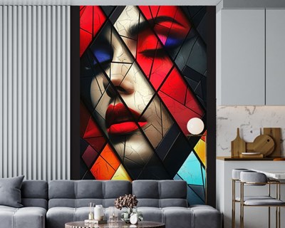 Modern geometrisch vrouwenschilderij behang