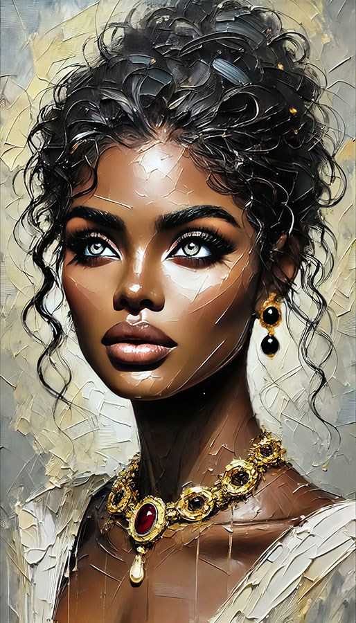 Vrouwelijk portret met olieverfeffect behang