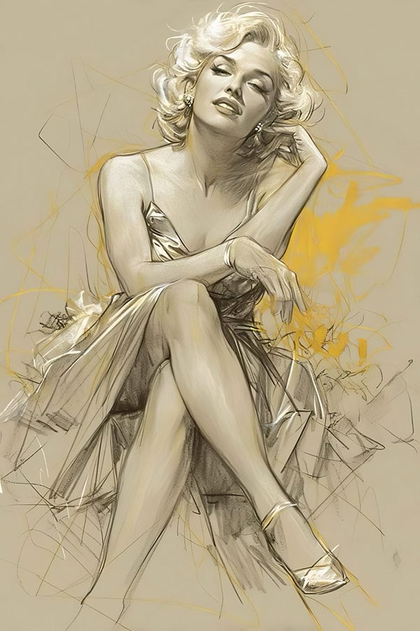 Artistieke Marilyn Monroe-tekening behang