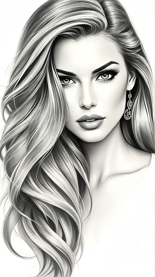 Zwart potlood portret van een vrouw behang