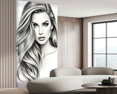 Zwart potlood portret van een vrouw behang
