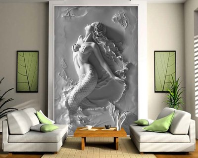 Zeemeermin-standbeeld effectbehang