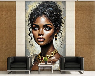 Vrouwelijk portret met olieverfeffect behang