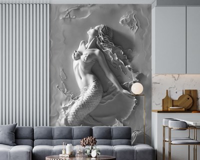 Zeemeermin-standbeeld effectbehang