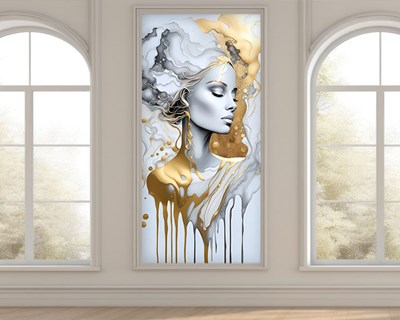 Marmeren vloer met portret van een vrouw als behang