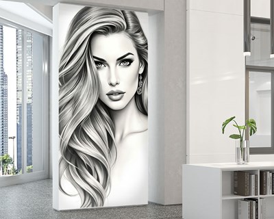 Zwart potlood portret van een vrouw behang