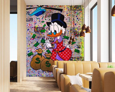 Donald Duck en Dollar geïllustreerd behang