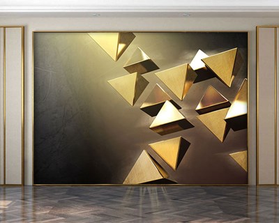 3D Gouden Prisma-Behang