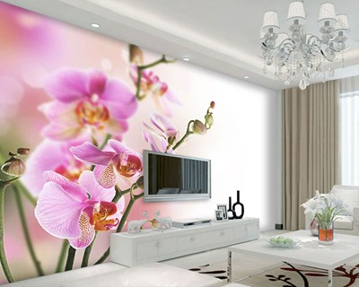 Roze Orchidee Geïllustreerd Behang