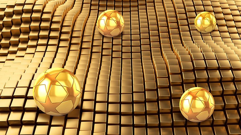 Gouden ballen behang op 3D kubus achtergrond