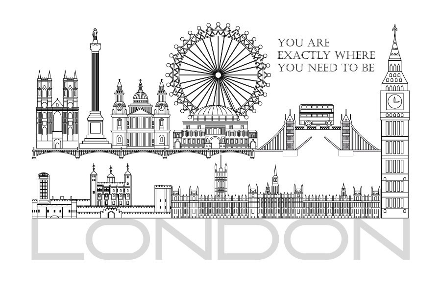 Vector Londen Tekening Behang