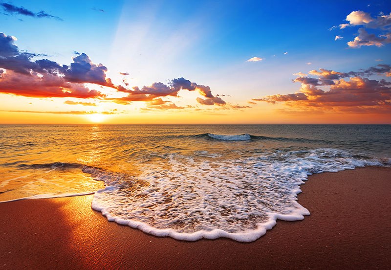 Zonsondergang Landschap Behang op het Strand