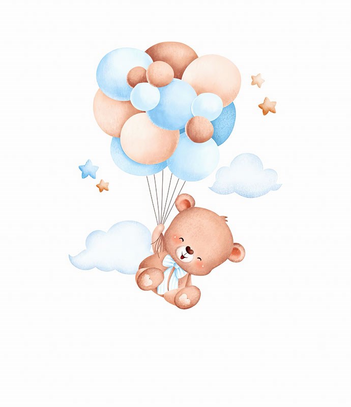 Behang met schattige teddybeer en ballonnen