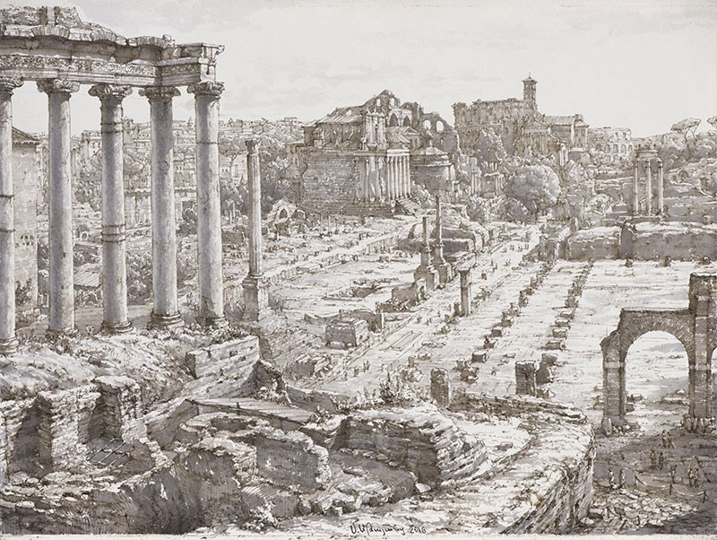 Vintage Antiek Roman Look Behang
