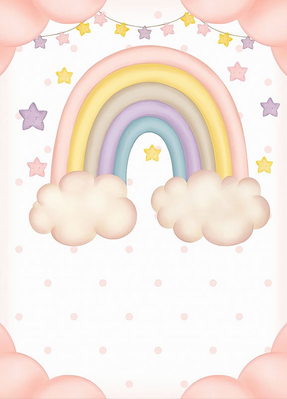 Regenboogthemabehang voor babykamer