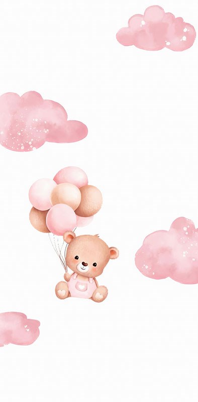 Schattig Teddybeer Geïllustreerd Babykamer Behang