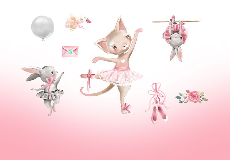 Schattige Dieren Doen Ballet Behang