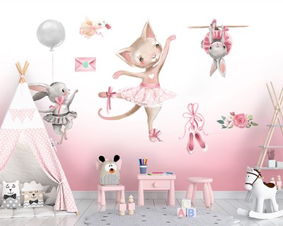 Schattige Dieren Doen Ballet Behang