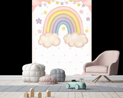 Regenboogthemabehang voor babykamer