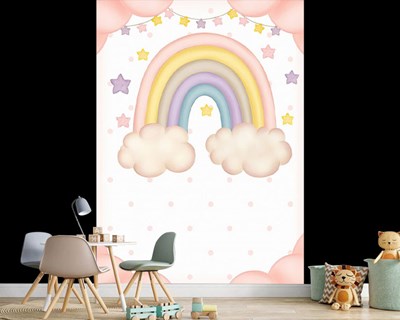 Regenboogthemabehang voor babykamer