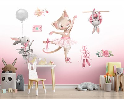 Schattige Dieren Doen Ballet Behang
