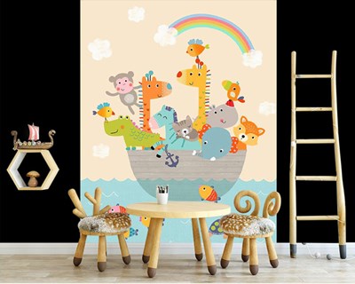 Schattige dieren aan boord Behang 