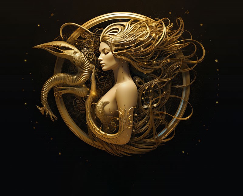 3D Gouden Vrouw Thema-Behang