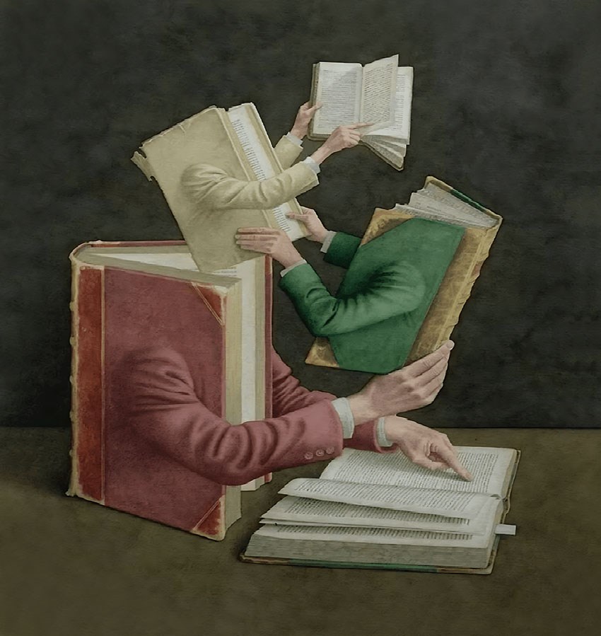 Boek thema Canvas Schilderen Behang