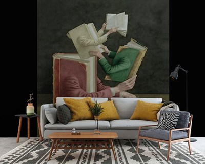 Boek thema Canvas Schilderen Behang